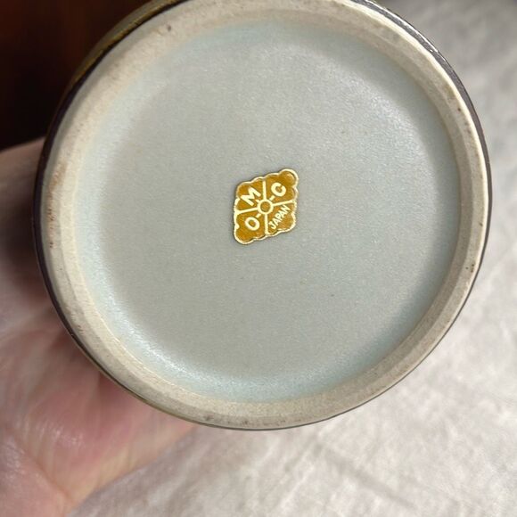 Vintage OMC Midcentury vase green and tan bamboo ceramic. - Picture 5 of 8